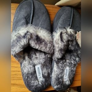 Black and gray slippers